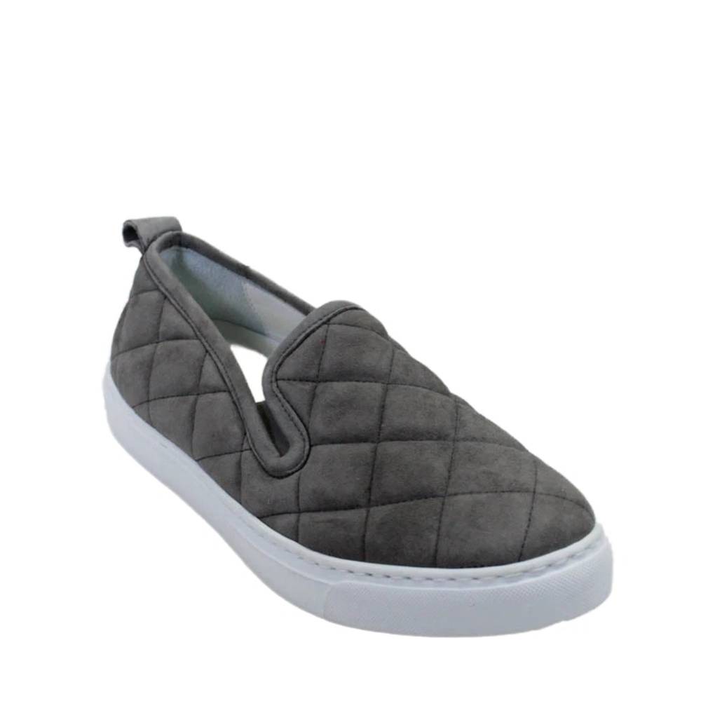Quilted Slip-On Sneakers in Gray